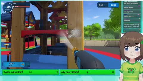 Enjoying the power wash.